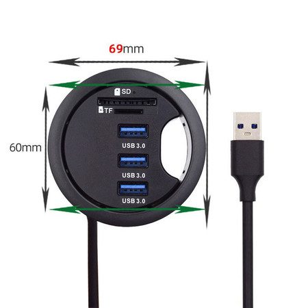 5In1 Table Hole Embedded USB3.0 Docking Station with 2 USB SD/TF TypeC Port Carousel 1