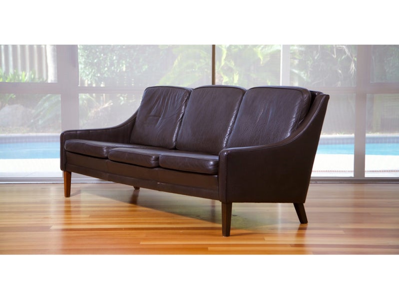Danish Mid Century 3 Seater Leather Sofa 1970s Carousel 1