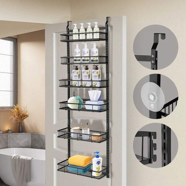 6 Tiers Kitchen Bathroom Over The Door Hanging Organizer Storage Rack Carousel 1