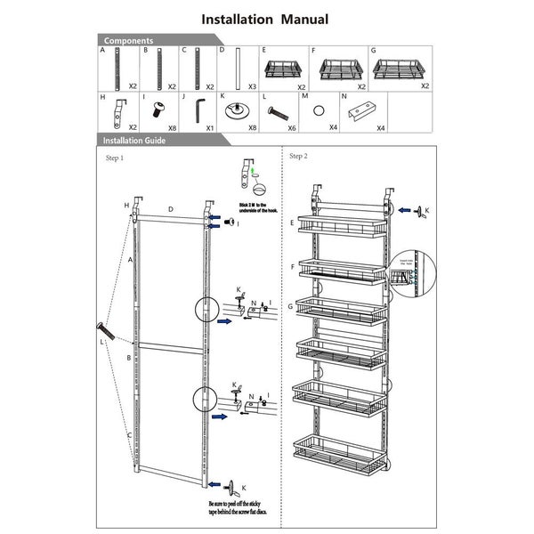 6 Tiers Kitchen Bathroom Over The Door Hanging Organizer Storage Rack Carousel 13