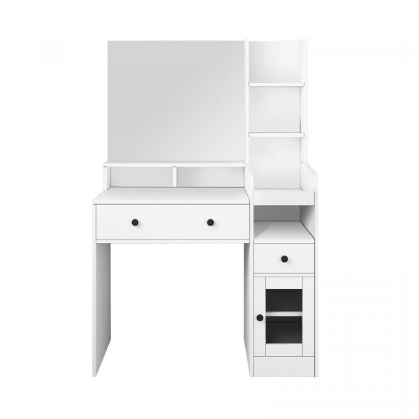 Dressing Table Vanity Mirror Dresser Makeup Desk With Drawers Storage 4 Shelves Carousel 15