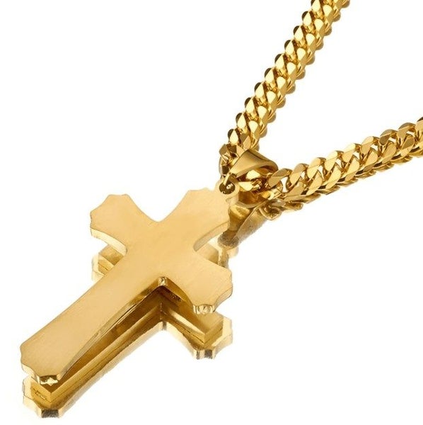 Men's 18k Gold-Filled Cross Chain with Iced Out Detailing - SALE! Carousel 4