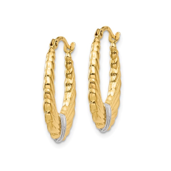 14k Yellow Gold and Rhodium Designer Hoop Earrings, 20mm Carousel 2