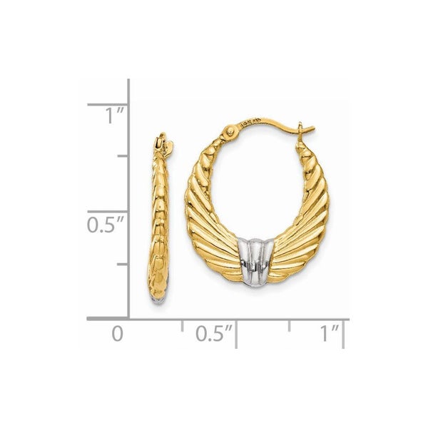 14k Yellow Gold and Rhodium Designer Hoop Earrings, 20mm Carousel 4