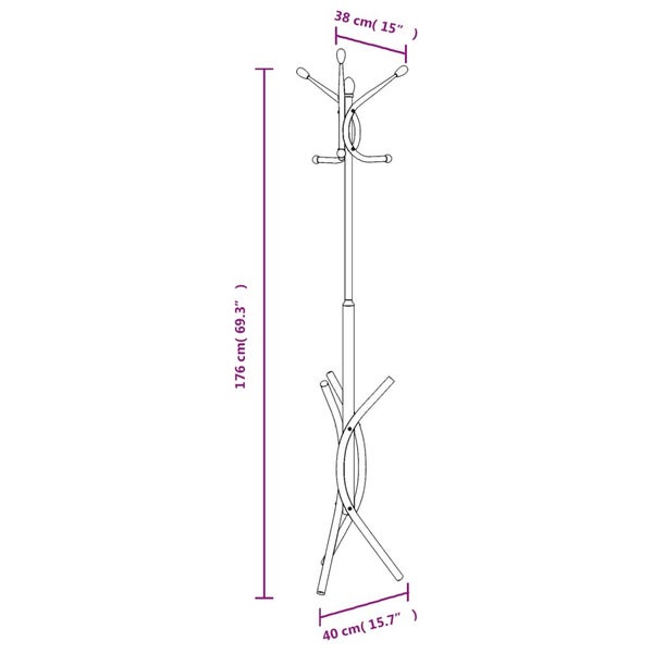 Coat Stand Black 176 Cm Powder-Coated Iron Tiibnt Carousel 2