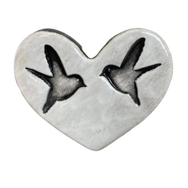 Two Birds White Ceramic Heart Tile Carousel 1