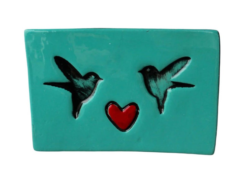Teal Birds Ceramic Tile Carousel 1