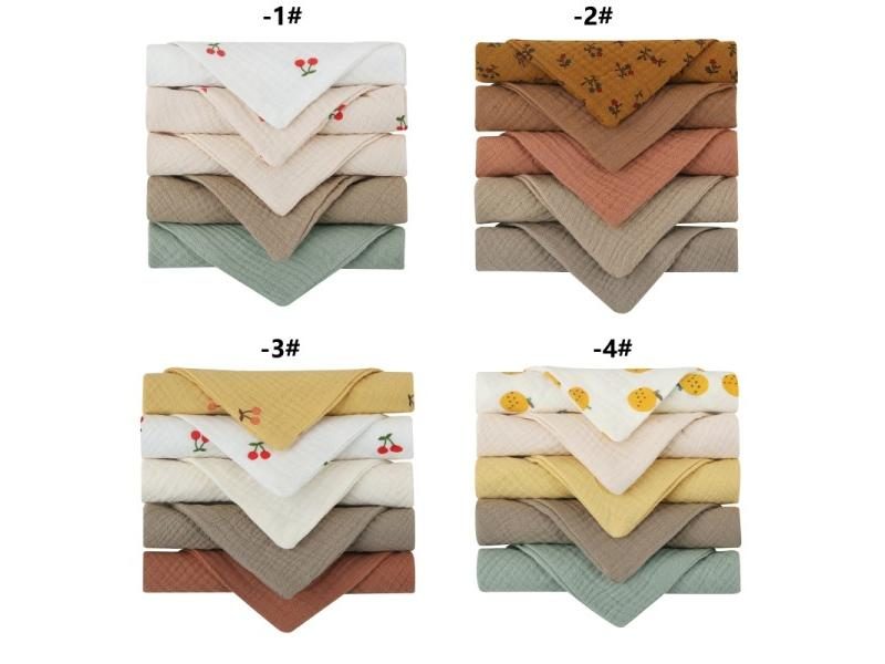 5 Pcs Baby Towel Bath Towel Handkerchief Absorbent Gauze Washcloth Carousel 2