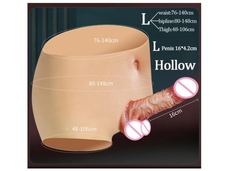 Skin Feeling Hollow/Solid Silicone Lesbian Strapon Dildo Panties Real Male Dick Carousel 1