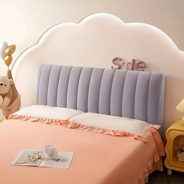 Anycozy Headboard Cover Light Gray Short Plush Super Soft Smooth Quilted Velv... Carousel 2