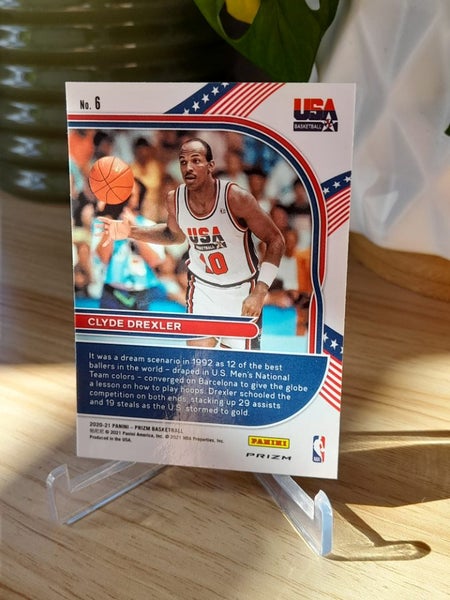 2020-21 Prizm Clyde Drexler Team USA silver holo NBA Card Carousel 2