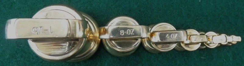 NICE Solid BRASS Vintage Scales Kitchen Scale WEIGHTS SET One Lb - very small! Carousel 2