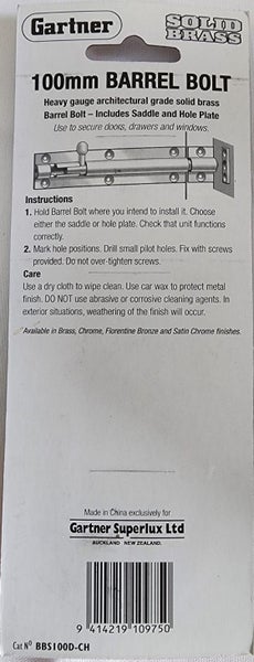 Barrel bolt 100mm Carousel 2