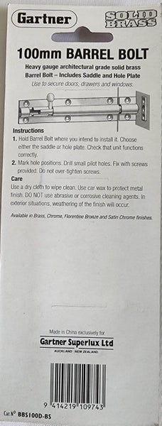 Barrel bolt 100mm Carousel 2