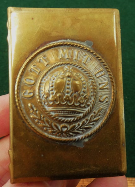 BRASS German WW1 Trench Art Matchbox Holder Imperial German Soldier Belt Buckle Carousel 1