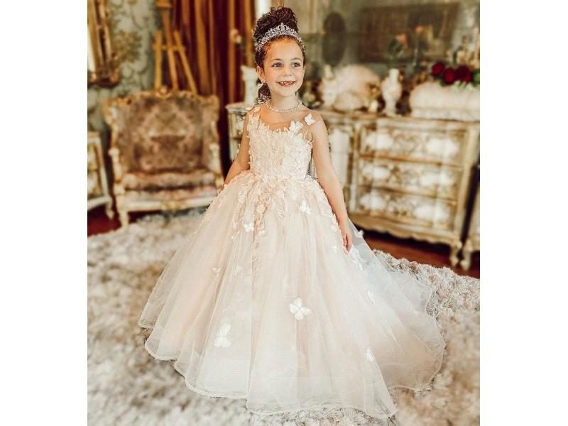 Fatapaeese Flower Girl Dresses For Wedding Pearl Pink Floral Tulle Princess Carousel 2