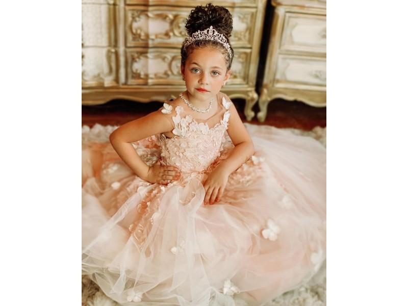 Fatapaeese Flower Girl Dresses For Wedding Pearl Pink Floral Tulle Princess Carousel 1