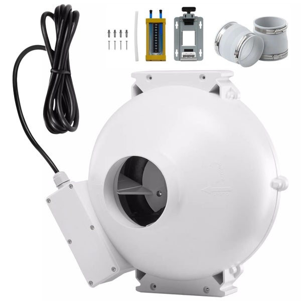 4" to 3.5" Radon Mitigation Fan System Kit Quiet 260 CFM Inline Duct Fan Carousel 1