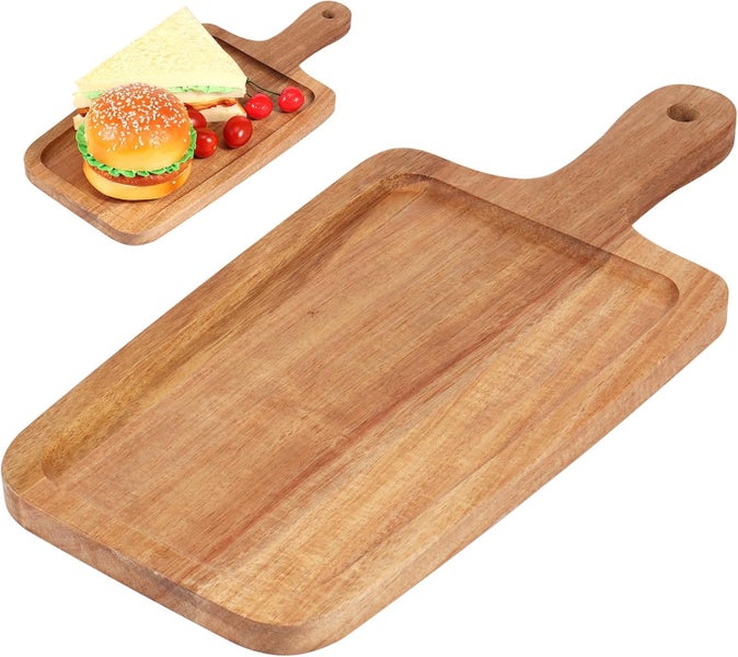 Wood Cutting Board with Handle,Portable Wooden Chopping Board Reusable Cutting Carousel 1