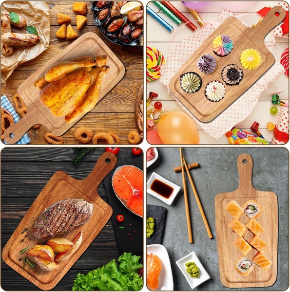 Wood Cutting Board with Handle,Portable Wooden Chopping Board Reusable Cutting Carousel 6