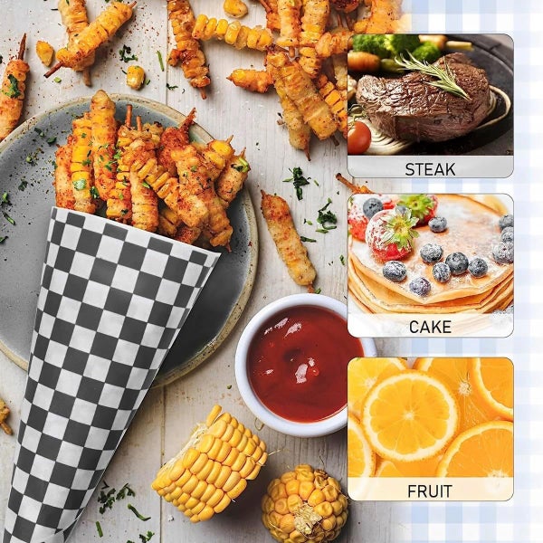 400Pcs Greaseproof Paper Liners Food Grade Sandwich Paper Wraps Checkered Food Carousel 6