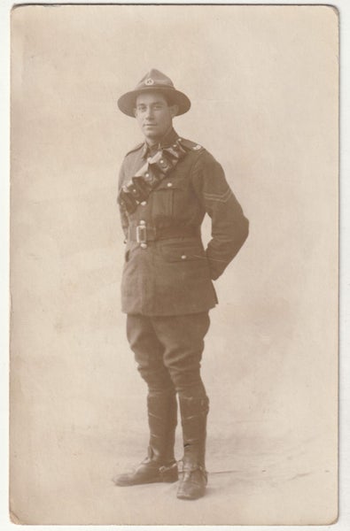 N.Z. WELL DRESSED SOLDIER IN STUDIO PHOTO REAL PHOTO POSTCARD. Carousel 1
