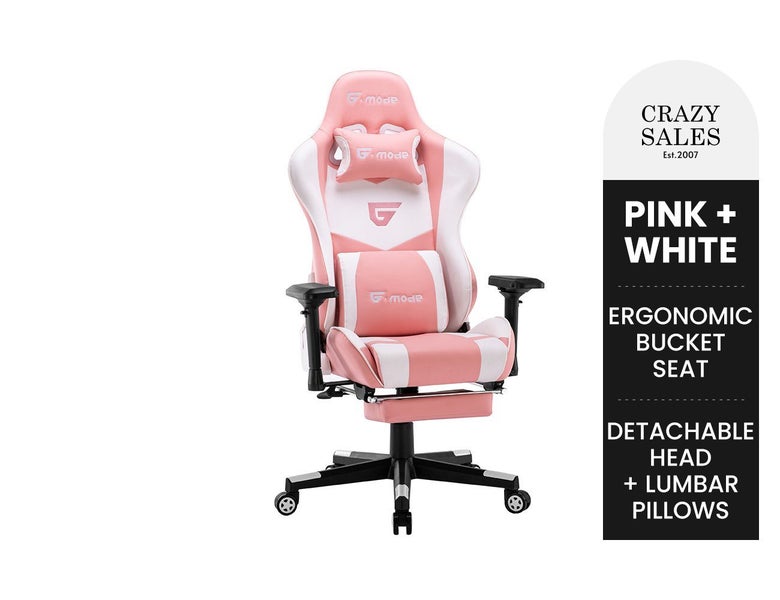 Axle Gaming Office Chair - Pink + White Carousel 1