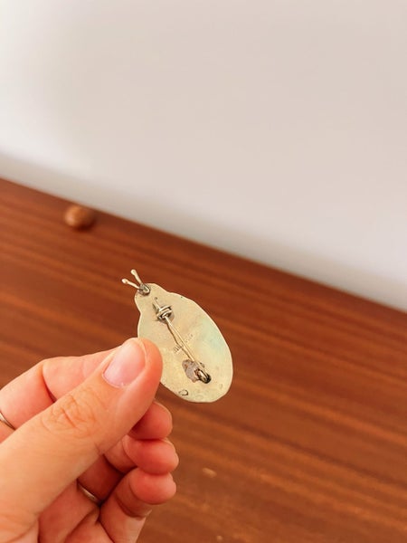 Vintage Alpaca Silver Mexico Abalone Ladybug Brooch Carousel 2