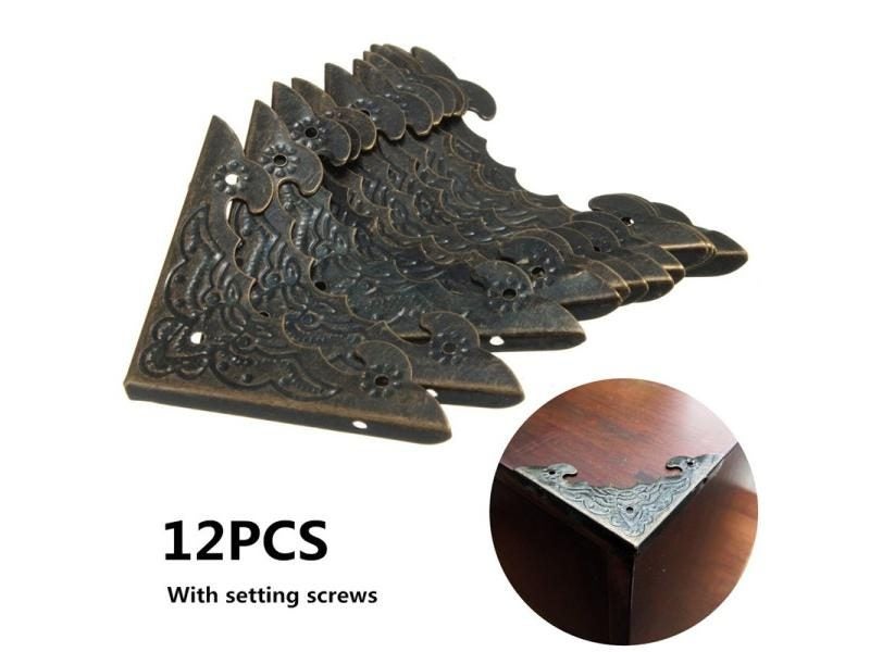 12PCS Antique Jewelry Box Corner Foot Wooden Case Corner Protector Bronze Tone Carousel 1