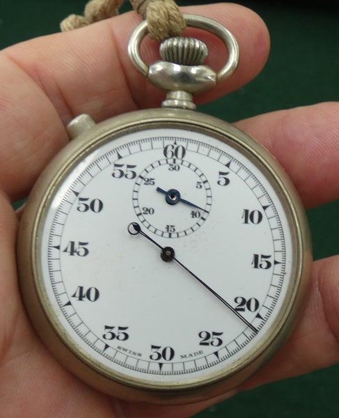 BROAD ARROW Marked ROYAL NAVY WW1 era STOPWATCH Swiss-Made LEMANIA Movement ? Carousel 1