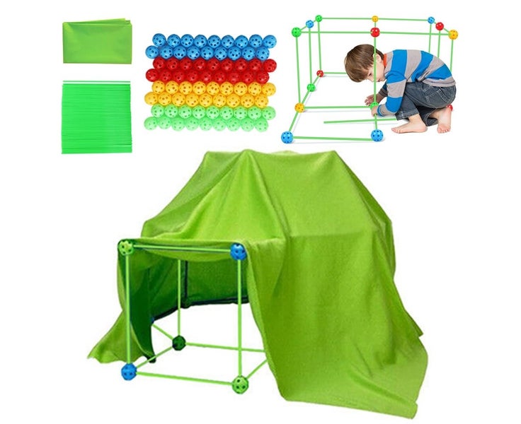 175PCS Kids Construction Toys Fort Building Kit Castles 3D Play House Tent Carousel 1