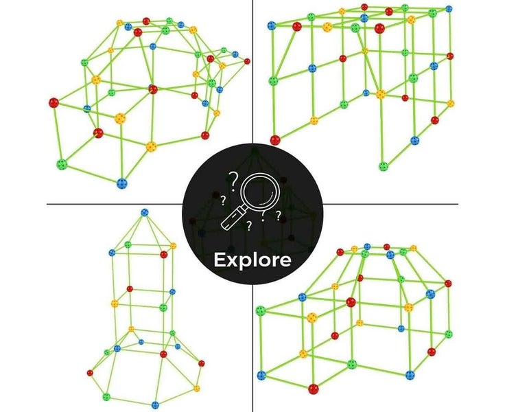 175PCS Kids Construction Toys Fort Building Kit Castles 3D Play House Tent Carousel 8