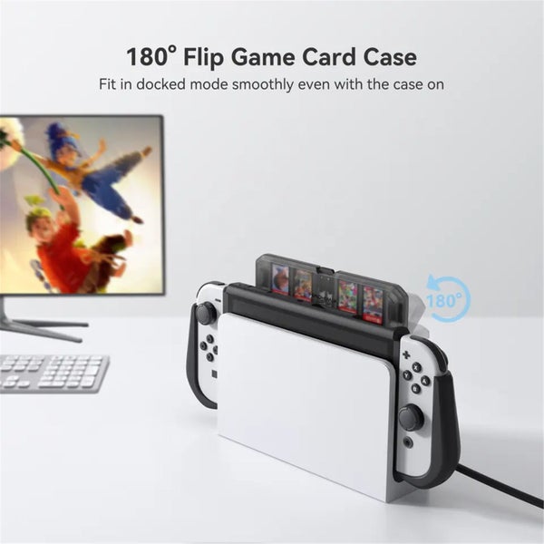 Kiwihome Switch OLED Mecha-style Dockable Protective Case for Nintendo - Black Carousel 2
