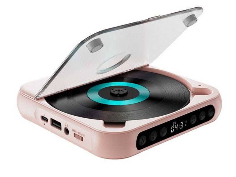 Portable CD Player Bluetooth 5.3 with HiFi Speakers Supports CD USB MP3 Pink Carousel 2