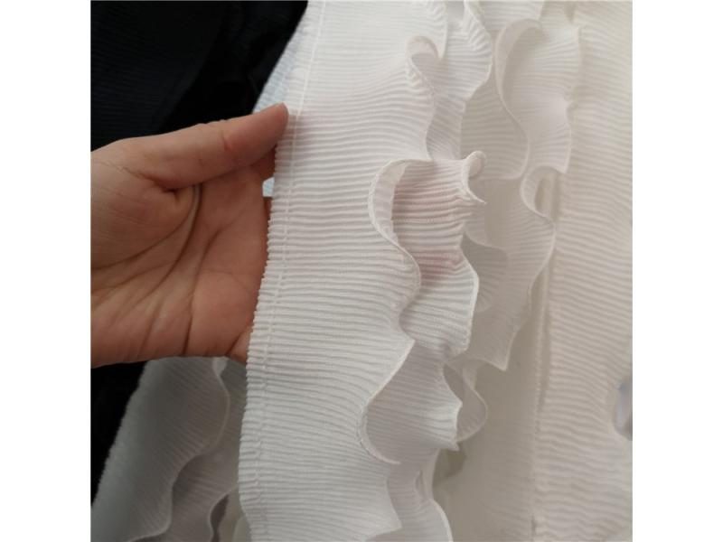 8CM Wide Pleated Chiffon Elastic Lace Frilly Dress Collar 3d Flowers Embroidery Carousel 1