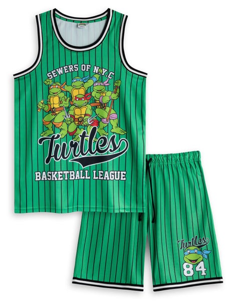 Teenage Mutant Ninja Turtles Green 2 Piece Basketball Set (Mens) Carousel 1