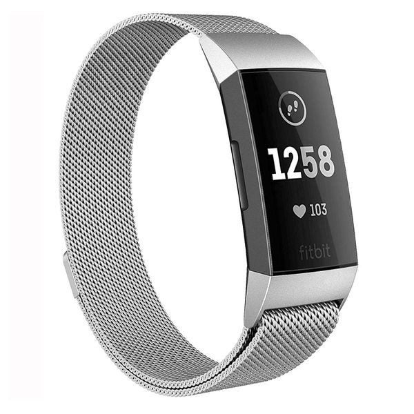 Fitbit Charge 3 Milanese Loop Strap Silver Carousel 1