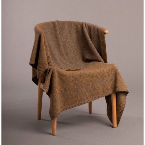 McDonald Possum Merino Fair Isle Blanket Bark/Honeycomb Carousel 1