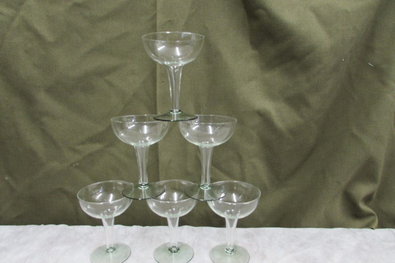 Retro hollow stem Champagne glasses (Rare Green Tint) set of 6 Carousel 1