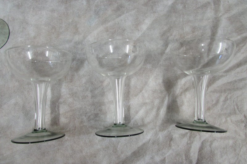Retro hollow stem Champagne glasses (Rare Green Tint) set of 6 Carousel 12