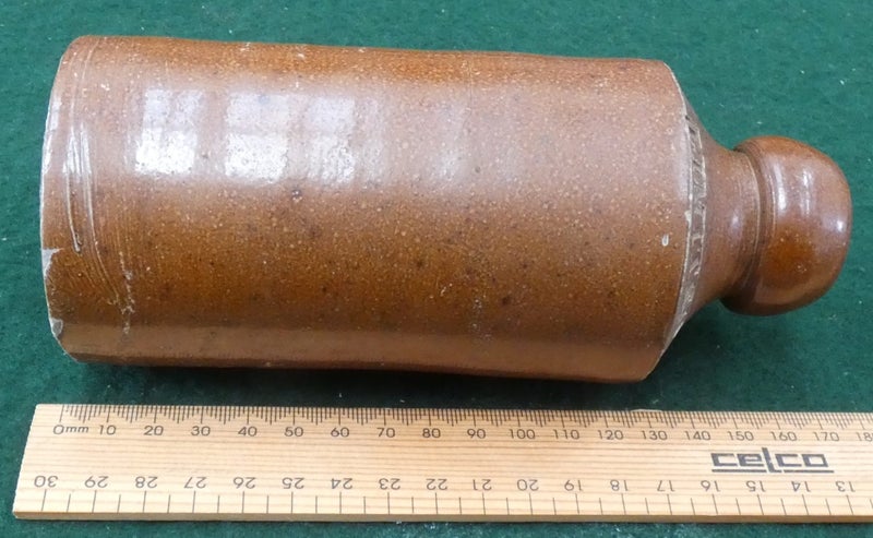 Antique SCHWEPPES Bourne Denby Stoneware GINGER BEER Bottle "Makers to The KING" Carousel 9