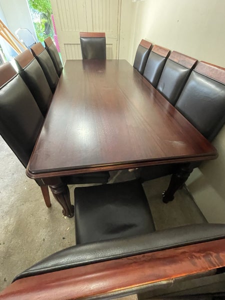 Solid Mahogany 10 seater dinner table and 10 custom made chairs62958561522691111