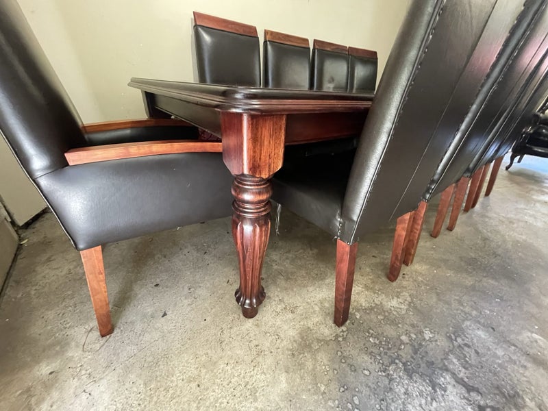 Solid Mahogany 10 seater dinner table and 10 custom made chairs62958561522691114