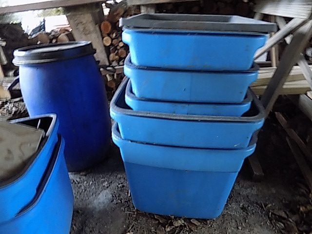 blue bins for scaffolding parts or potting mix storage or whatever Carousel 1