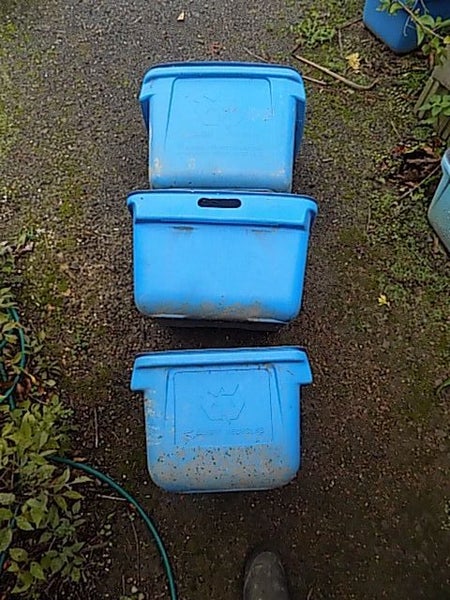 blue bins for scaffolding parts or potting mix storage or whatever Carousel 2