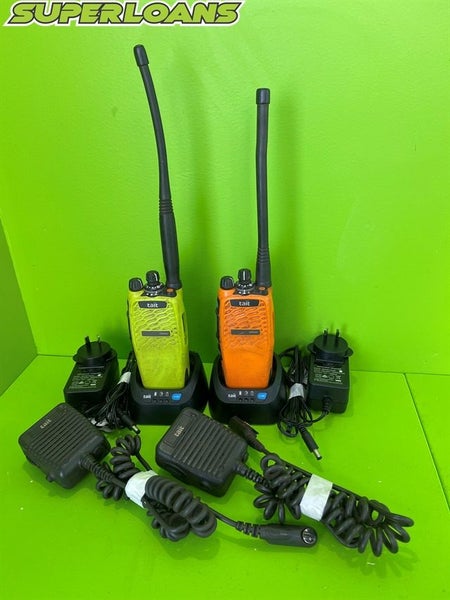 ** 2 X TAIT TP9300 PORTABLE HANDHELD RADIOS + CHARGER BASES ** Carousel 1