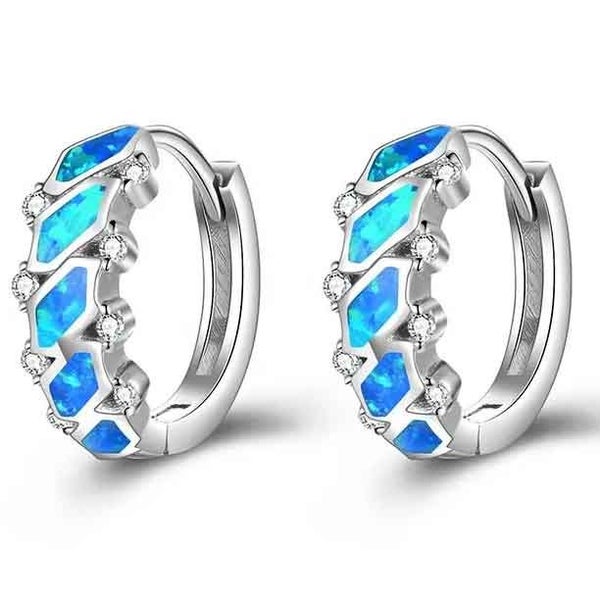 Silver Opal Huggie Earrings "Aradia" Carousel 1