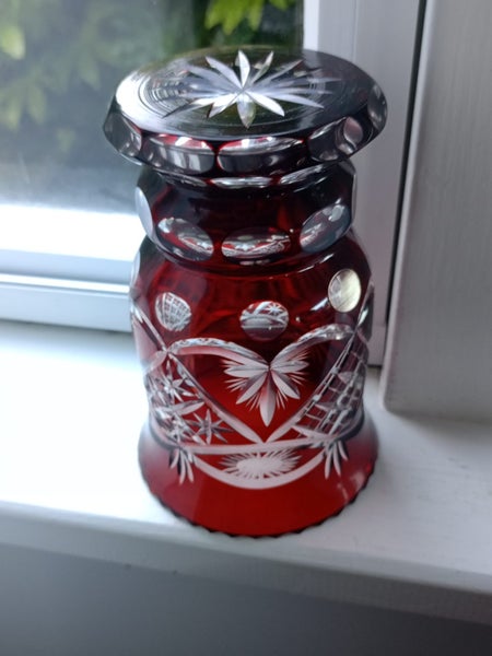 Elegant Red Cut Ruby Bohemian Glass Vase Carousel 3