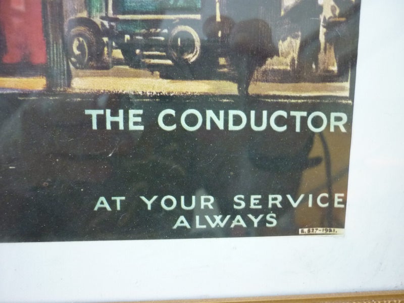 POSTER OLD LONDON BUS + CONDUCTOR .WELL FRAMED Carousel 2