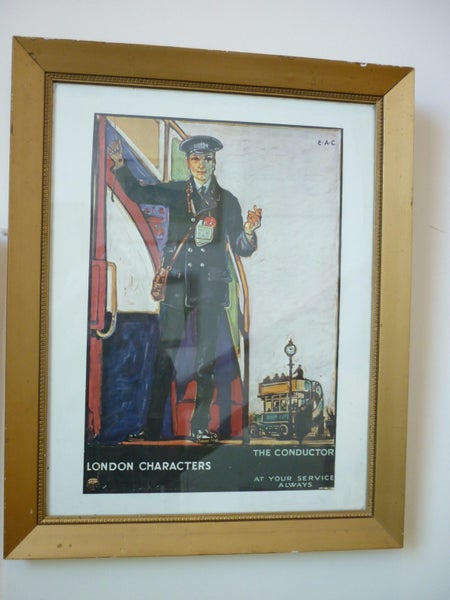 POSTER OLD LONDON BUS + CONDUCTOR .WELL FRAMED Carousel 1